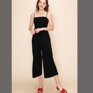 Womens Square-Neck Solid Cami Jumpsuit Wide Leg